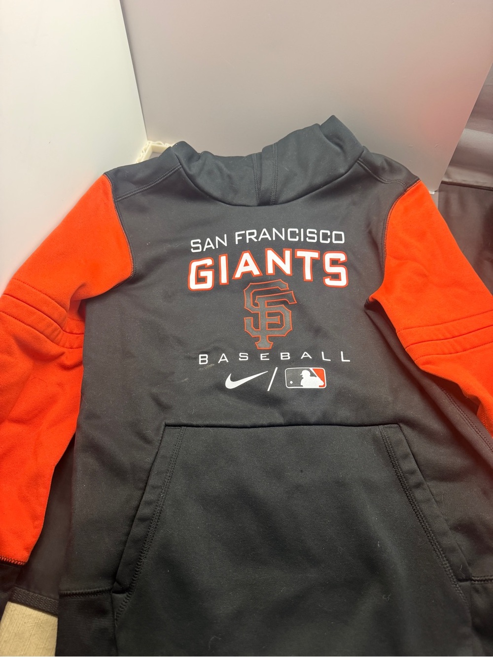 Nike San Francisco Giants Black and Orange Kids Pullover Hoodie